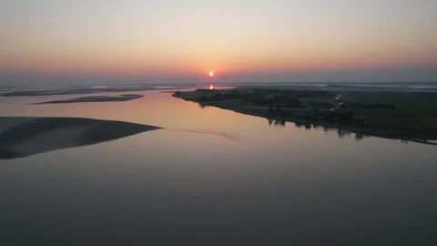 Aerial View of River-Cut Landscape in Rural Bangladesh | 4K Drone Footage Stock Footage 314099987