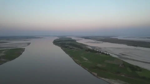Aerial View of River-Cut Landscape in Rural Bangladesh | 4K Drone Footage Stock Footage 314100012