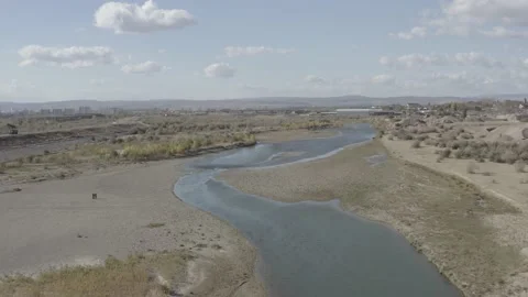 Aerial view river d-log Stock-Footage 219995834