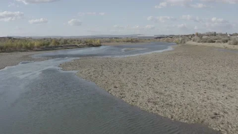 Aerial view river d-log Stock Footage 219996037