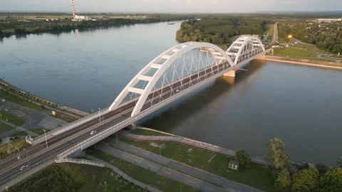 Aerial view of river Danube Stock Footage 285314854