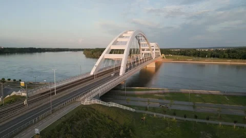 Aerial view of river Danube Stock Footage 285315273