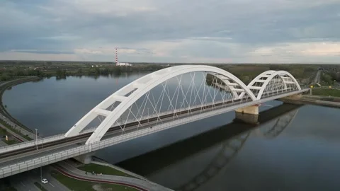 Aerial view of river Danube Stock Footage 285315646