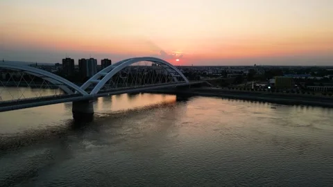 Aerial view of river Danube Stock Footage 285316190