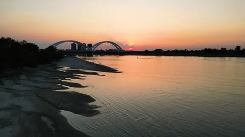 Aerial view of river Danube Stock Footage 285316307