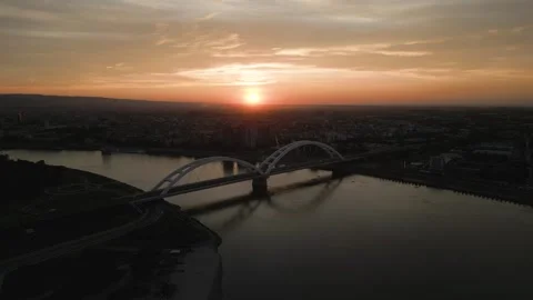 Aerial view of river Danube Stock Footage 285316308