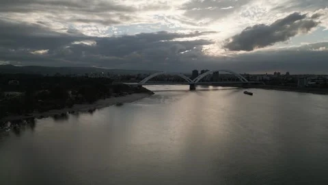 Aerial view of river Danube Stock Footage 285316901