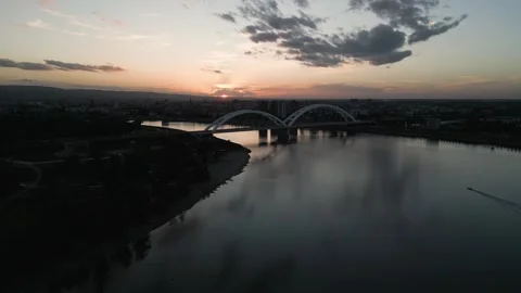 Aerial view of river Danube Stock Footage 285316977