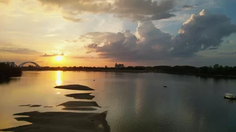 Aerial view of river Danube Stock Footage 285316985