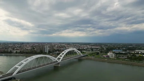 Aerial view of river Danube Stock Footage 285316996