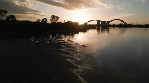 Aerial view of river Danube Stock Footage 285317944
