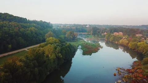 Aerial view of river at dawn 库存影片 119230501