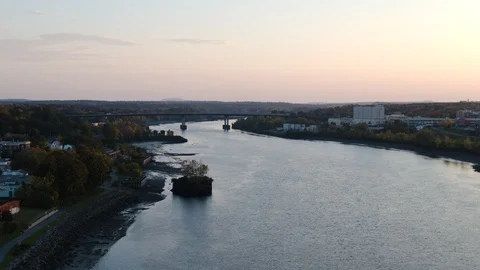 Aerial View of River during Sunset Stock Footage 97519611