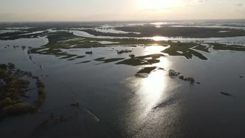 Aerial view of the river flood Stock Footage 190992212