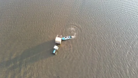 Aerial view of the river flood Stock Footage 190996897