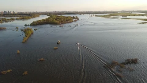 Aerial view of the river flood Stock Footage 190997831