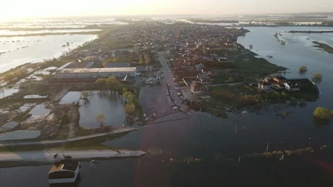 Aerial view of the river flood Stock Footage 191005502