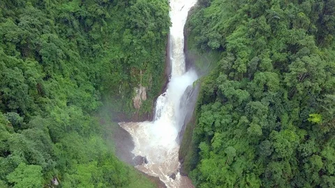 Aerial view river flowing in the forest, river in tropical rainforest. Stock Footage 93932890