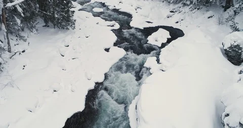 Aerial View Of River Flowing Through Winter Landscape 스톡 동영상 124238552