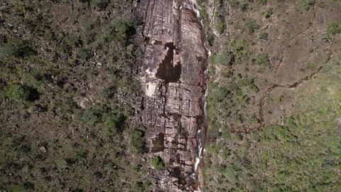 Aerial view of river flowing through rocks, Chapada dos Veadeiros National 스톡 동영상 254054952