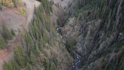 Aerial View of River Flowing Through Forest Stock Footage 274514032