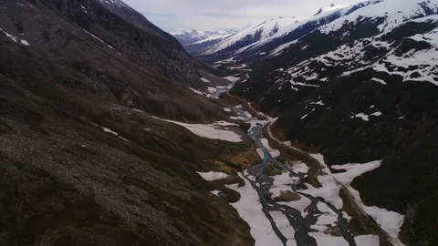 Aerial view of river flowing through valley, Pakistan. Stock Footage 321489415