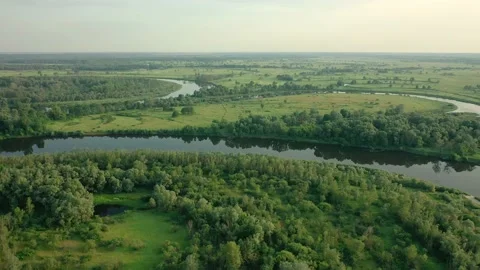 Aerial view of the river, flying over the river. 動画素材 196633055