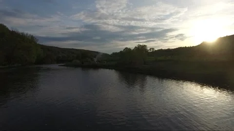 Aerial view of the river Stock Footage 66567567