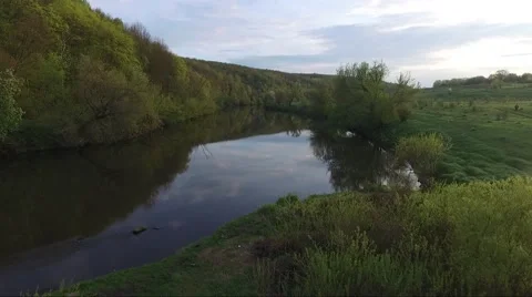 Aerial view of the river Stock Footage 66567982