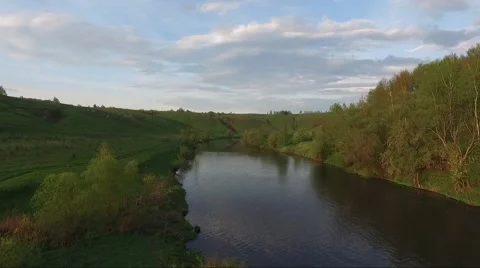 Aerial view of the river Video stock 66568615