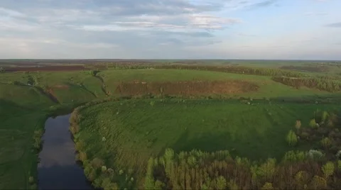 Aerial view of the river Stock Footage 66569114