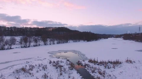 Aerial view of the river Stock Footage 70336229