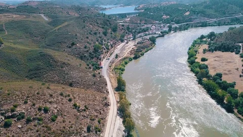 Aerial View of the River Stock Footage