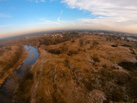 Aerial view of the river Stock Footage 84305304