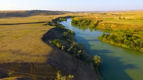 Aerial view on river Stock Footage 89896023