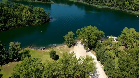 Aerial view on the river Stock Footage 114127791