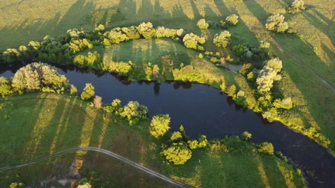 Aerial view of the river Stock Footage 170706324