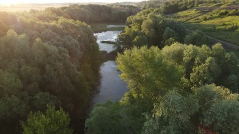Aerial view of the river Stock Footage 202282218