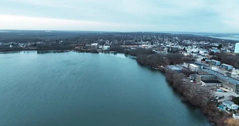 Aerial view of the river Stock Footage 321471128