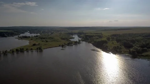 Aerial view of river in forest. Stock Footage 92407786