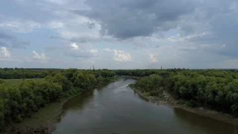 Aerial view of a river in the forest Video stock 92998225