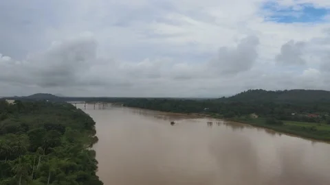Aerial view of river in Kelantan Stock Footage 148309853
