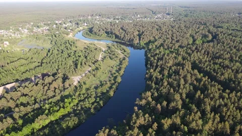 Aerial view of the river landscape Stock Footage 199986244