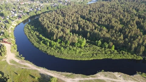 Aerial view of the river landscape Stock Footage 199986357