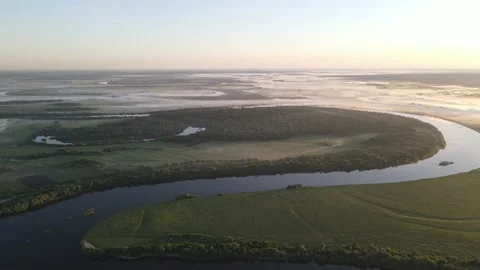 Aerial view of the river landscape Stock Footage 199993399