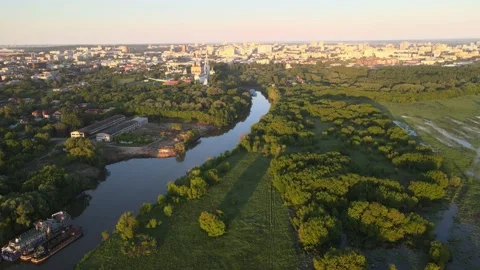 Aerial view of the river landscape Stock Footage 199993957
