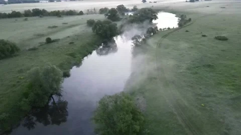 Aerial view of the river landscape Stock Footage 199999340