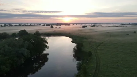 Aerial view of the river landscape Stock Footage 200000012