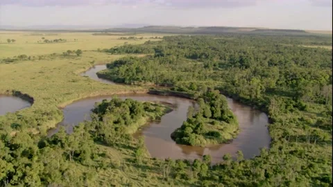 An Aerial View Of River Mara Stock Footage 172426828