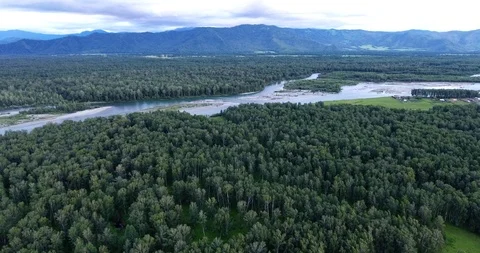 Aerial View Of River In Mountain Valley Stock Footage 112928656